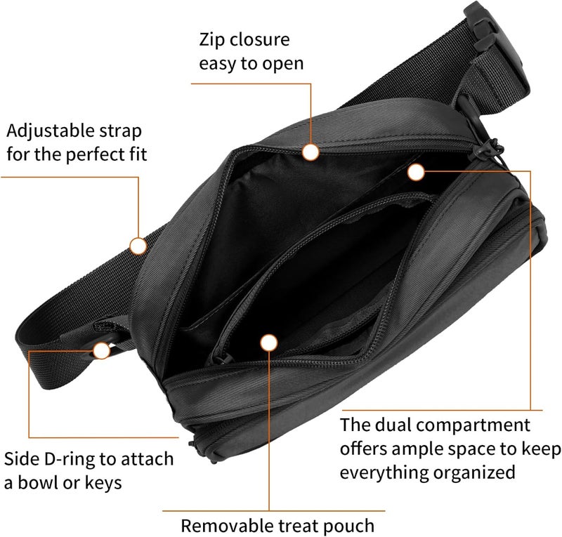 Runlight Dog Training Treat Pouch Fanny Pack,Dog Waist Belt,Dogs Walking Bag Crossbody with Poop Bags,Puppy Treat Bag Training Pouch (Black) - Image 3